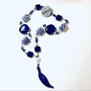 Handmade Blue Jungle Statement Necklace